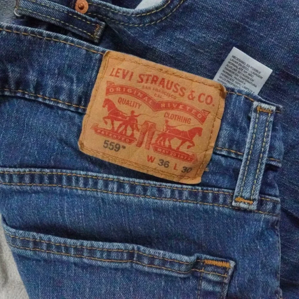 Levi's 559 Loose Straight Leg Jean Mens 36x29 Whiskered Medium StoneWash